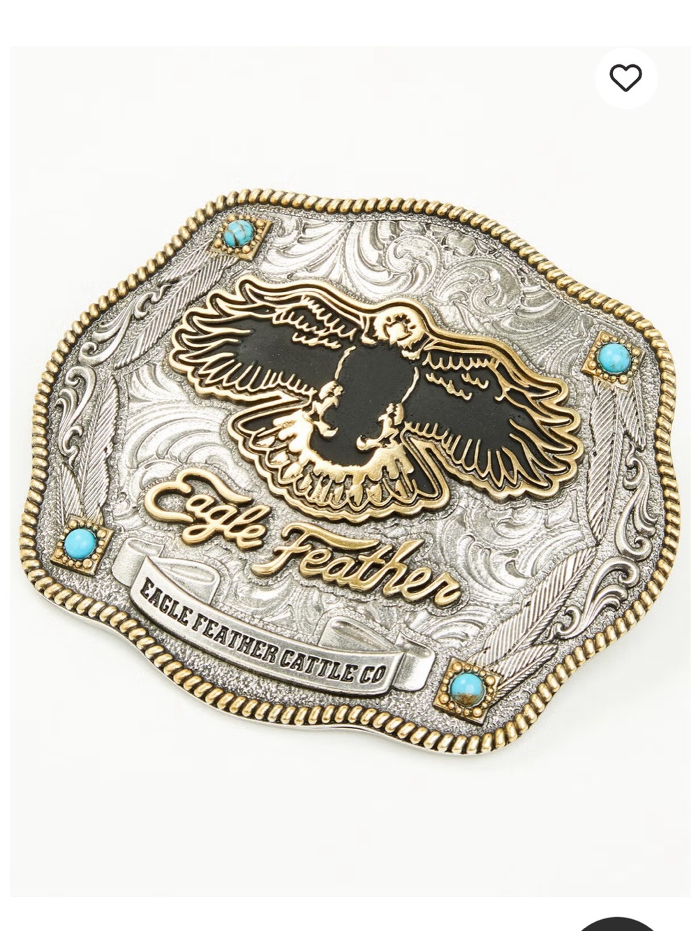 Montana Silversmiths X Ian Munsick Eagle Feather Belt Buckle NIB gold silver